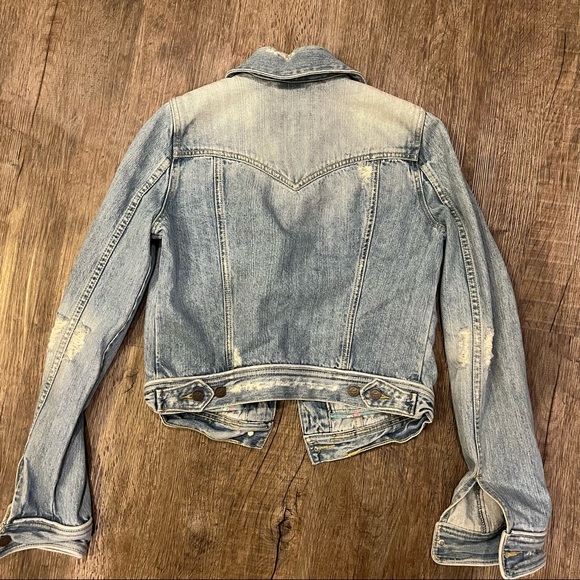 Abercrombie & Fitch Light Blue Distressed Denim Jacket - Picture 4 of 6